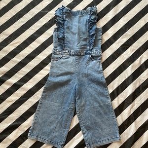 Janie and Jack Sz 6 Denim Jumpsuit with Ruffles
